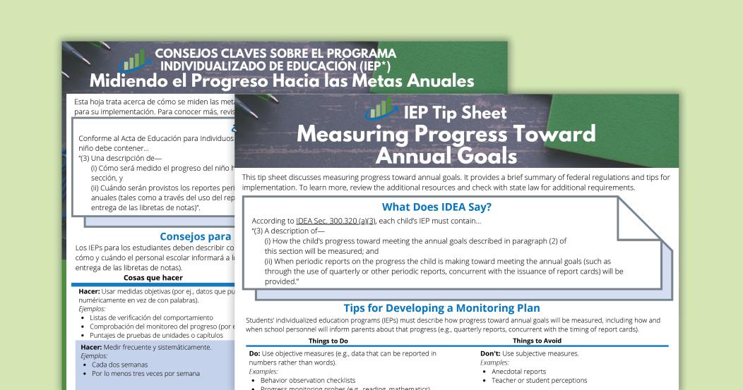 IEP Tip Sheet: Measuring Progress Toward Annual Goals