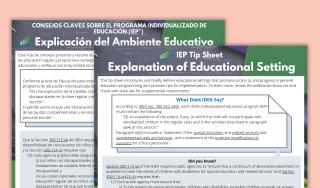 IEP Tip Sheet: Explanation of Educational Setting